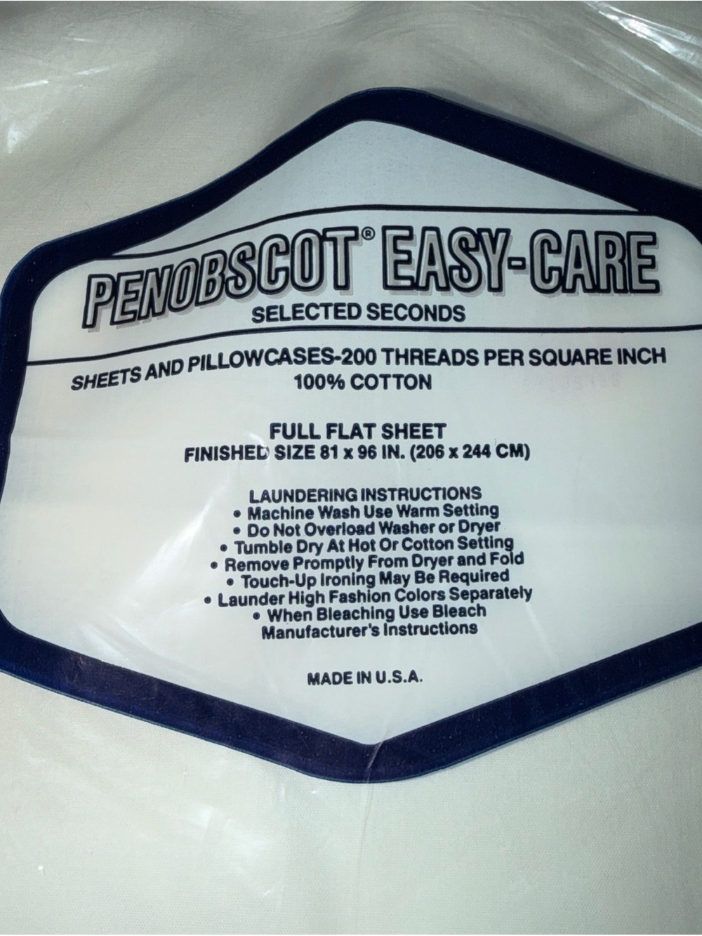 Vintage Penobscot Easy Care Selected Seconds Full Flat White Sheet NEW Halloween